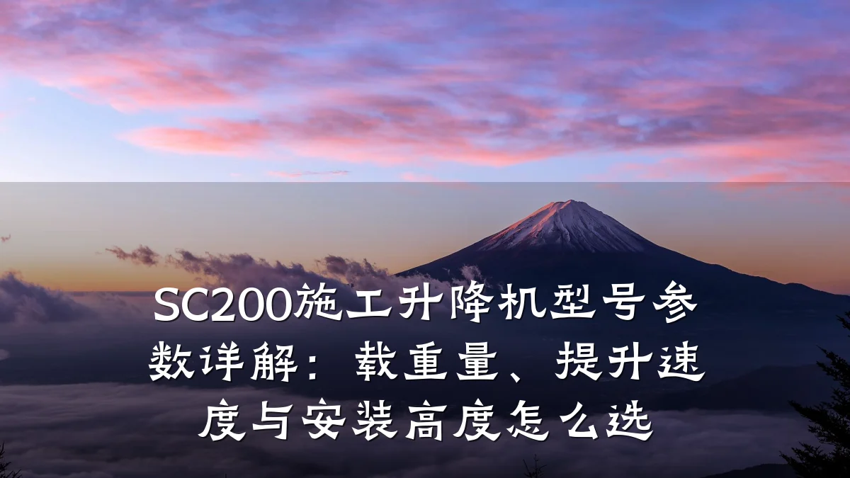 SC200施工升降机型号参数详解:载重量、提升速度与安装高度怎么选