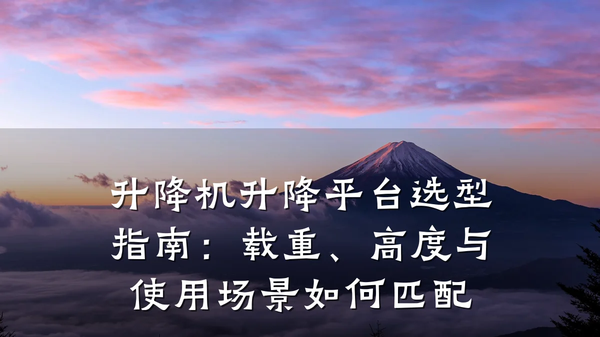 升降机升降平台选型指南:载重、高度与使用场景如何匹配